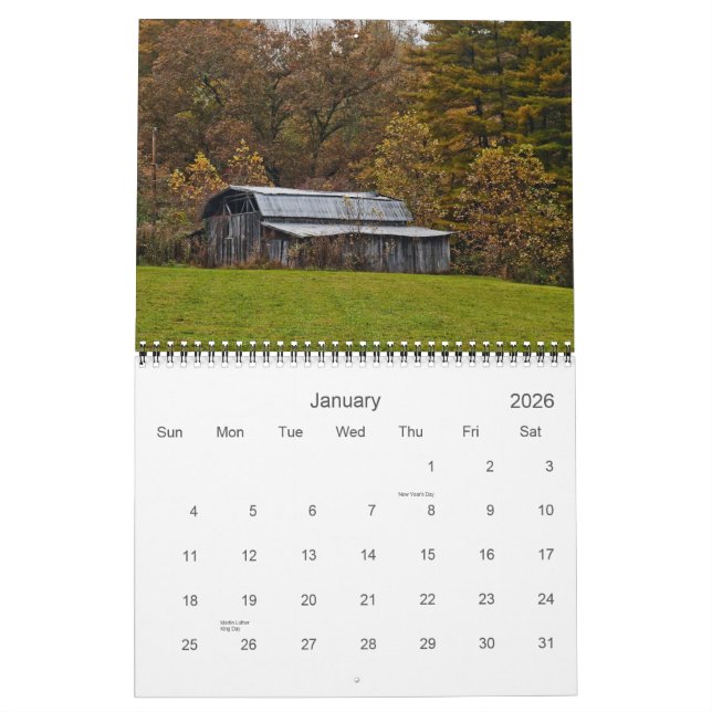 Scheunen und alte Gebäude in Transylvania County Kalender (Jan 2026)