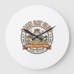 Scheunenkatzenclub Katze Bauernhof Tier Mashup Kat Große Wanduhr