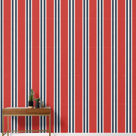 Scheunenrot & Navy Doppel-Rugby-Streifen Tapete
