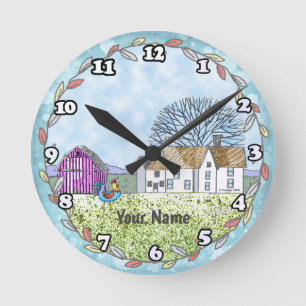 Scheunenszene Runde Wanduhr