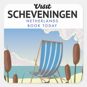 Scheveningen Niederlande Strandposter Quadratischer Aufkleber