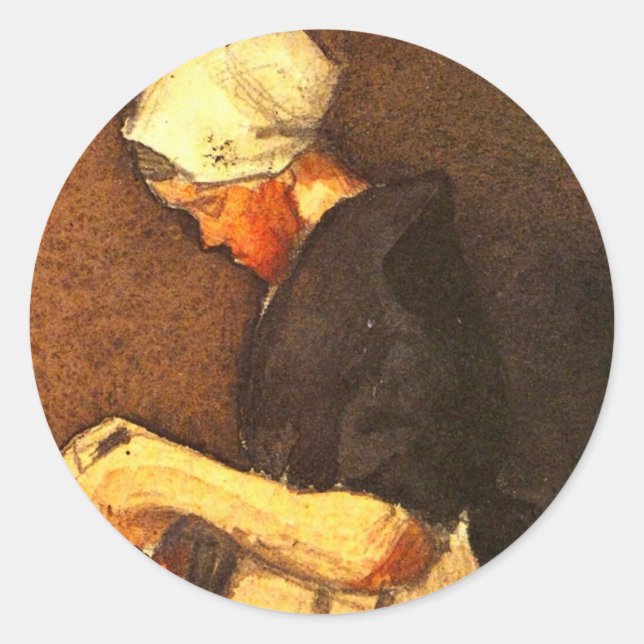 Scheveningen Woman Portrait von Vincent van Gogh Runder Aufkleber (Vorderseite)