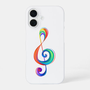 Schichtförmiger Violinschlüssel in Regenbogenfarbe iPhone 16 Hülle