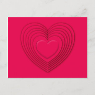 Schichtige 3D-Herzen - Rosenrot Postkarte