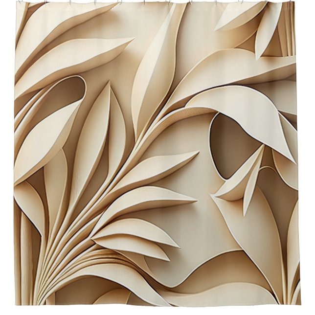 Schichtige beige Blätter mit sanften Taupe-Schatte Duschvorhang (Vorderseite)