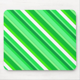 Schichtige Bonbonstreifen - smaragdgrün und weiß Mousepad