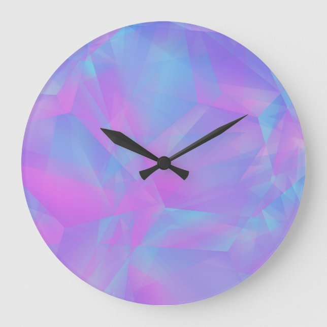 Schichtpolygonen Rosa Blau Lila Große Wanduhr (Vorderseite)