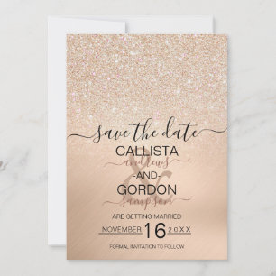 Schick Champagner Gold Glitter Metallic Hochzeit Save The Date
