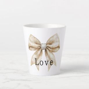 Schick Cream Weiß Silber Glamour Bogen Liebe Milchtasse