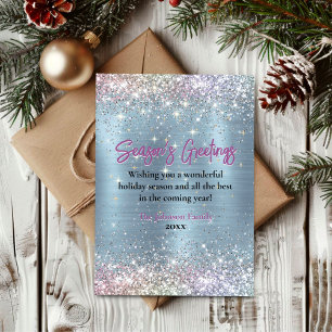 Schick eisblauer Glitzer Weihnachtsfest Neues Jahr Karte