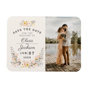 schick florale Verlobung Save the Date Magnet