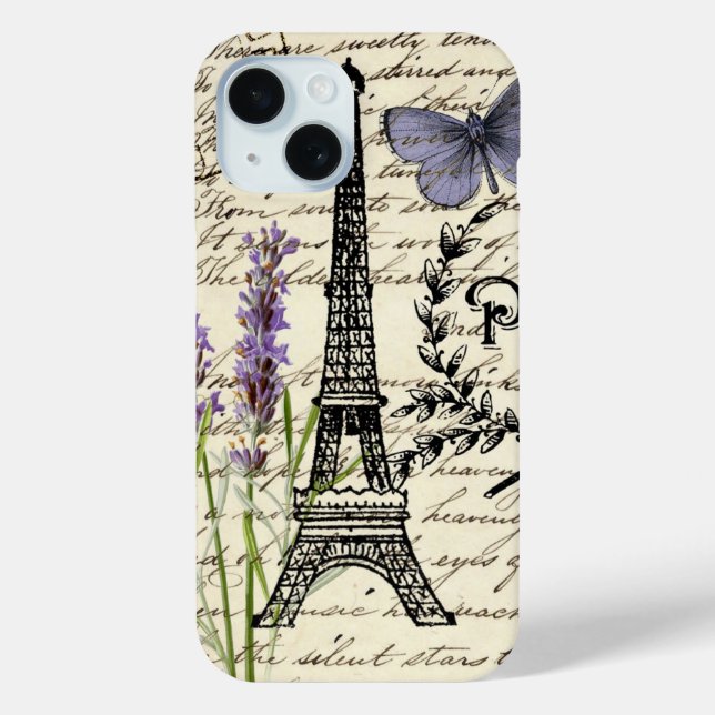 schick-französischer Schmetterlingsskripte paris e Case-Mate iPhone Hülle (Rückseite)