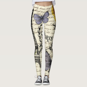schick-französischer Schmetterlingsskripte paris e Leggings