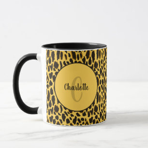 Schick Gelb & Schwarz Leopard Gepard Druck individ Tasse