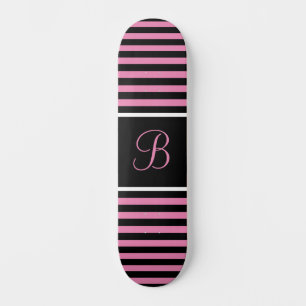 Schick gestreifter rosa und schwarzer benutzerdefi skateboard