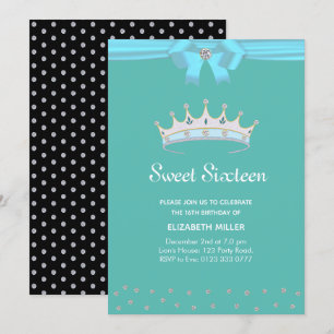 Schick Glitter Diamant Sweet Sixteen auf Türkis Einladung