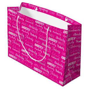 Schick Hot Pink Mädchen Geburtstag Personalisierte Große Geschenktüte