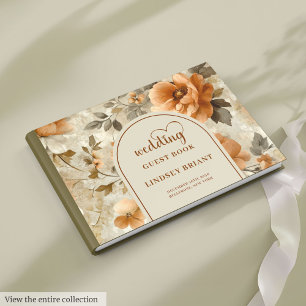 Schick Klassisch Boho Kupfer Beige Salbei Floral H Gästebuch
