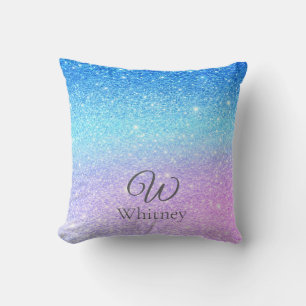 Schick Lila Ombre Blau Glitter Modern Kissen
