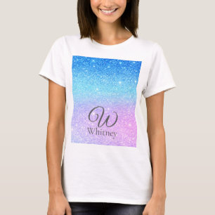 Schick lila Ombre Blau Glitter Modern T-Shirt