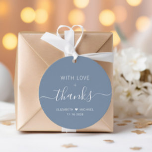Schick mit Liebe Staubblau Hochzeit Danke Geschenkanhänger