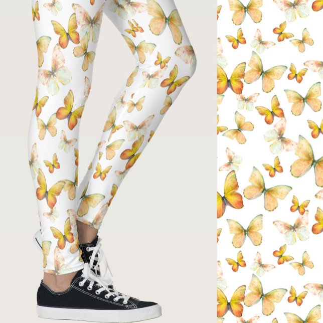 Schick orangefarbener Schmetterling whimsvolles Mu Leggings (Von Creator hochgeladen)
