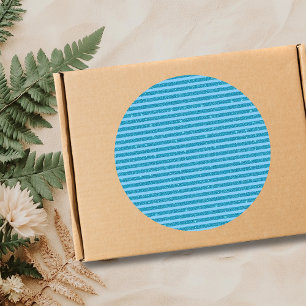 Schick Ozean Blau Glitter Style Horizontale Streif Runder Aufkleber