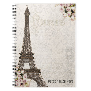 Schick Paris Eiffelturm & Rosen Elegantes Maßdesig Notizblock