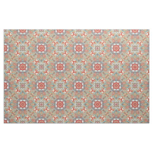 Schick Retro Rot Türkis Teal Kaleidoskop Muster Stoff