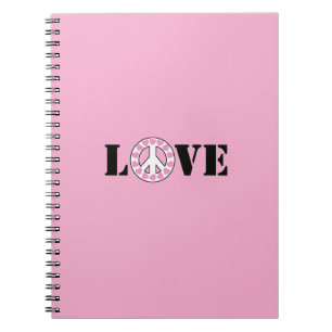 Schick Rosa Liebe Frieden Herzen Notizblock