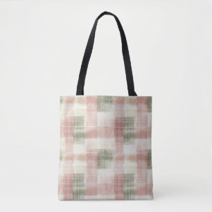 Schick Rosa Minz Creme Kariert Streifen Tasche