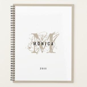 Schick-rustikale moderne beige Monogramm-Schule Bü Planer