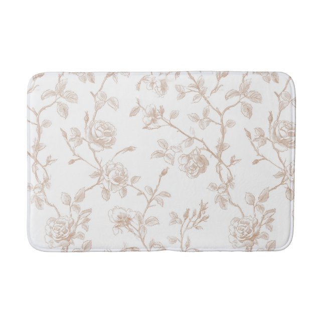 Schick Schöne Creme Weiße Blumen Badematte (Vorderseite)