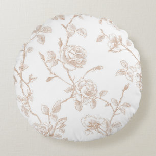 Schick Schöne Creme Weiße Blüten Rundes Kissen