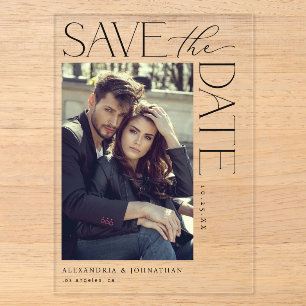 Schick Stilvoll Mod Foto Save-the-Date 2 Acryleinladungen