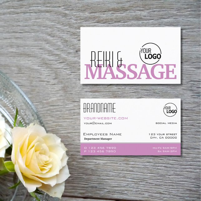 Schick Weiß und Rosa Einfach Stilvoll mit Logo Visitenkarte (Von Creator hochgeladen)