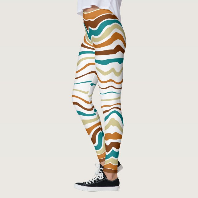 schick-weiße und braune Streifen Leggings (Links)