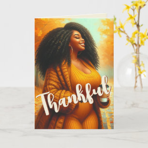 Schicke afroamerikanische Frau Thanksgiving   Herb Karte