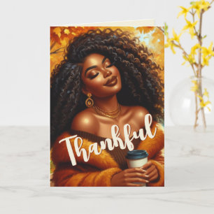 Schicke afroamerikanische Frau Thanksgiving Herb Karte