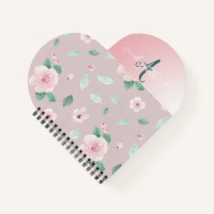 Schicke Aquarell-Blumen Monogramm Notizbuch