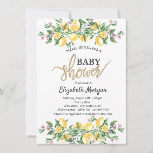 Schicke Aquarell-Limonen Botanische Babyparty Einladung