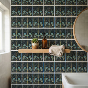 Schicke Art-Deco-Brunnenkachel mit türkisblauen Pa Fliese