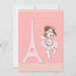 Schicke Ballerina-Eiffelturm-Sparren-Babyparty Einladung