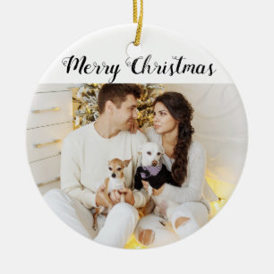 Schicke benutzerdefinierte Familienpaar-Foto-Feier Keramik Ornament
