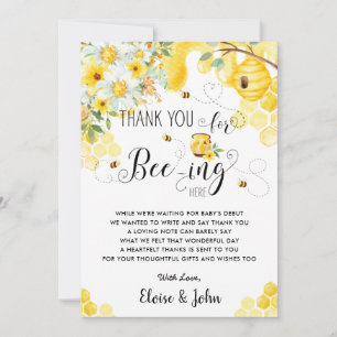 Schicke Bienen Biene Gelb Elfenbein Blumen Baby Sh Dankeskarte