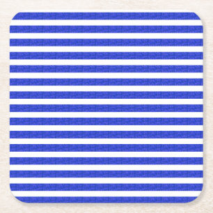 Schicke blaue geometrische Streifen Rechteckiger Pappuntersetzer