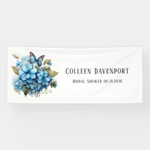 Schicke Blaue Hortensien-Blumen-Schmetterling-Brau Banner