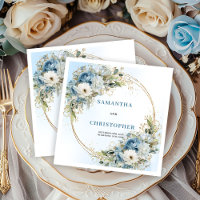 Schicke blaue Pfingstrose-Gold-Glitter-Rahmen-Hoch