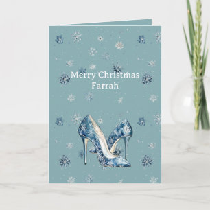 Schicke blaue Schneeflocken-High-Heels Karte