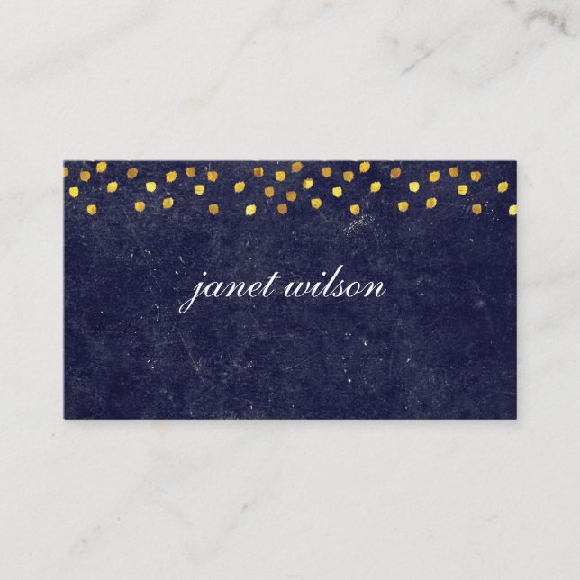 schicke blaue Textur mit goldenem Spot-Muster Visitenkarte (Vorderseite)